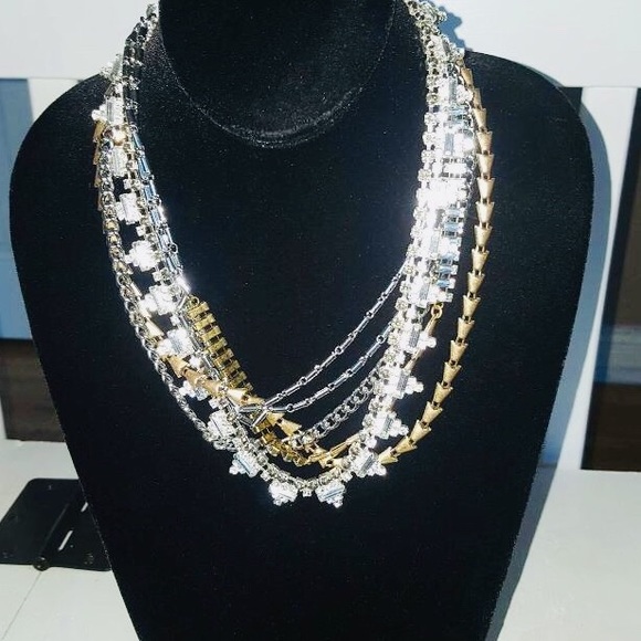 Stella & Dot | 5-in-1 Silver+Gold+Rhinestone MixedMetal NEW Statement Ne… - Picture 9 of 10